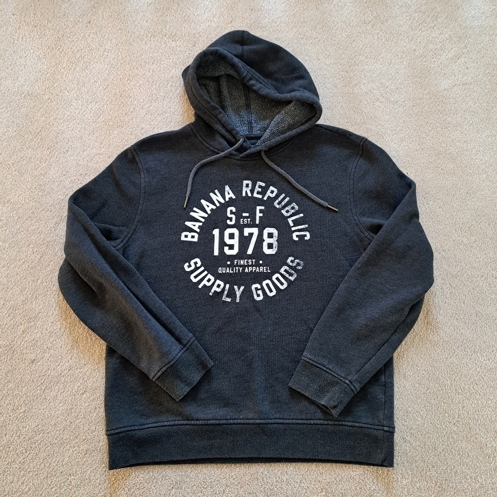 Banana Republic Factory Grey Hoodie Sweatshirt Men's Medium Unisex